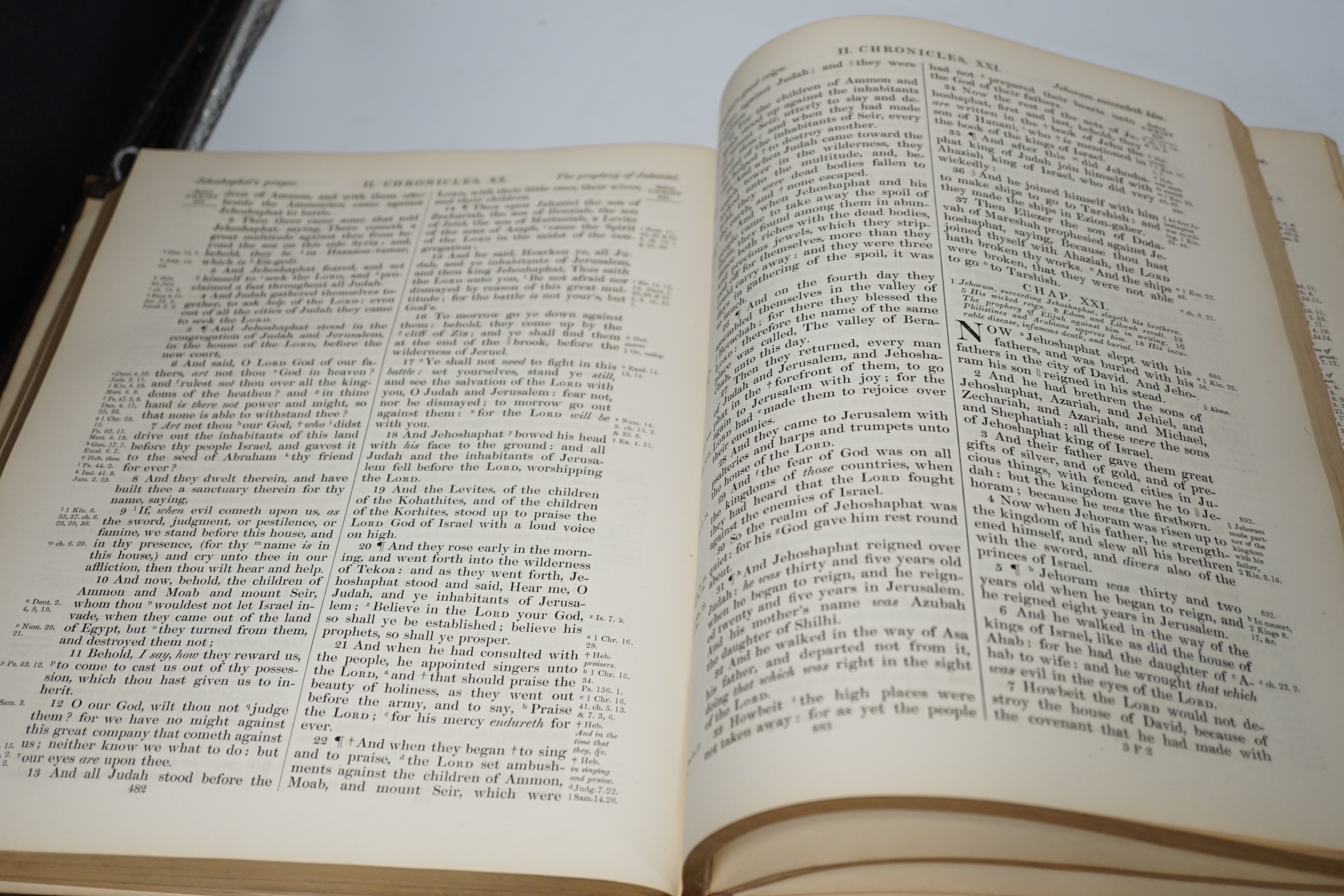 An 1839 Holy Bible printed at the University press Oxford, by Samuel, Collingwood and Co with leather binding